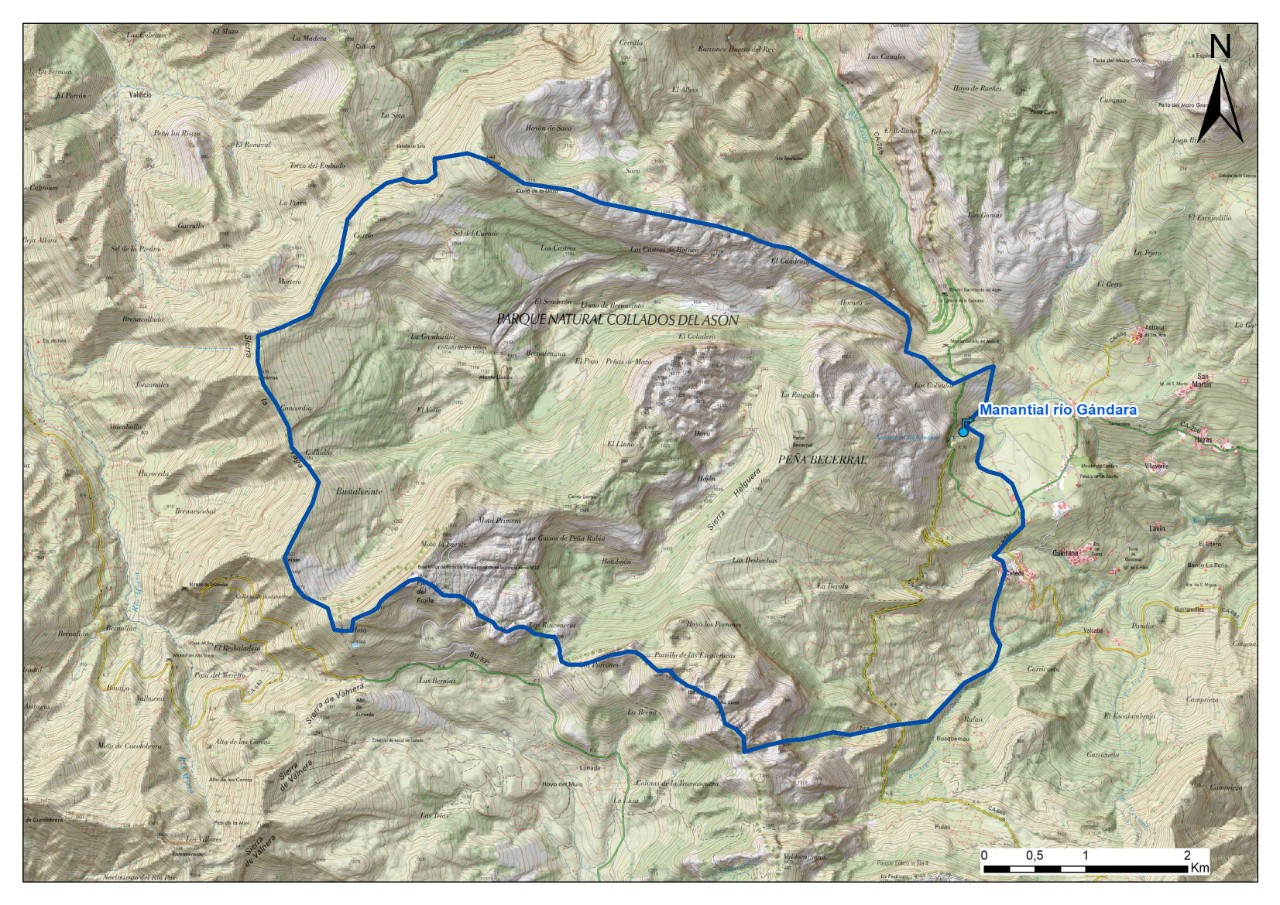 Mapa detalle Manantial del río Gándara