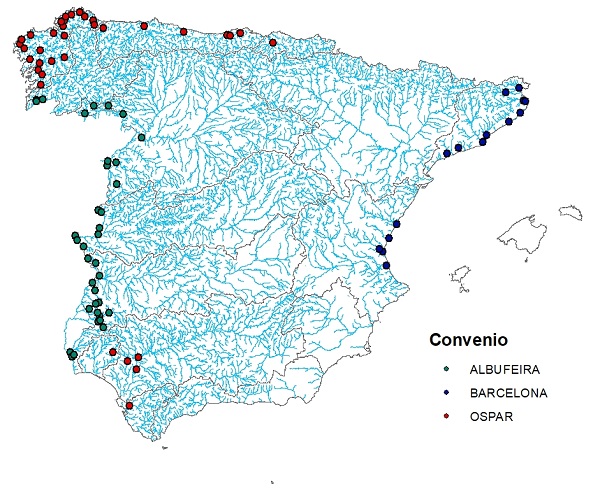 Estaciones Subprogramas Convenio de Albufeira, Convenio OSPAR y Convenio Barcelona