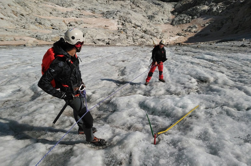 Medición Balizas en el Glaciar de la Maladeta 2017