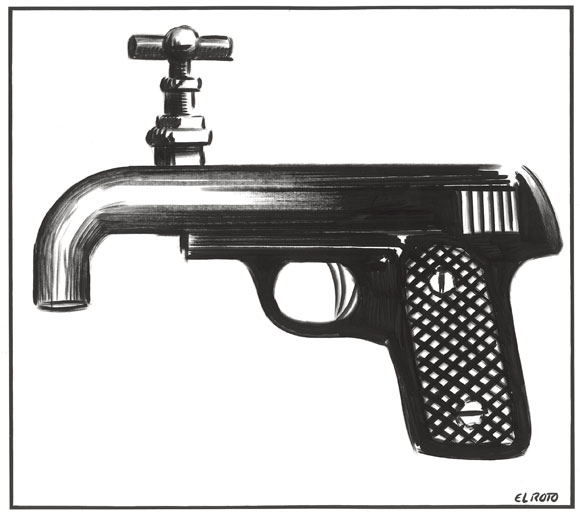 Pistola cuyo cañón es un grifo