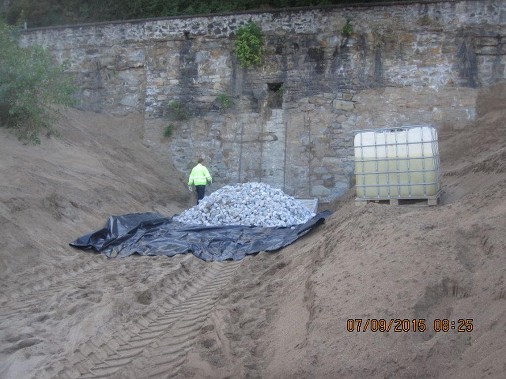 Plan PIMA Adapta – Proyecto de restauración de la duna de la playa de Santiago.(Drenaje transversal CN-634). Durante