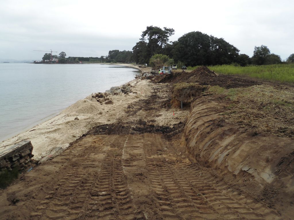 Playa de Ladeira do Chazo (T.M. de Boiro).  Durante las obras