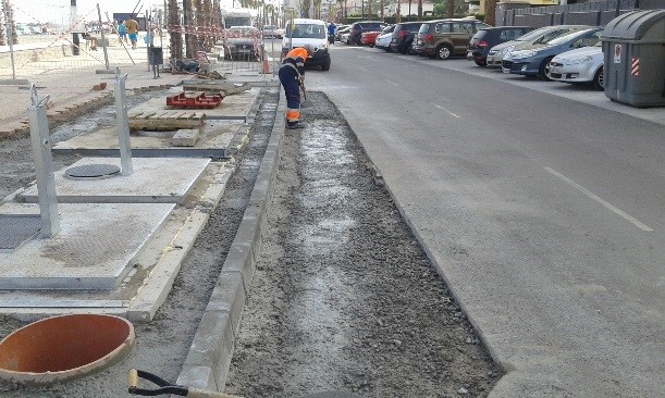 Contenedores soterrados. Durante las obras