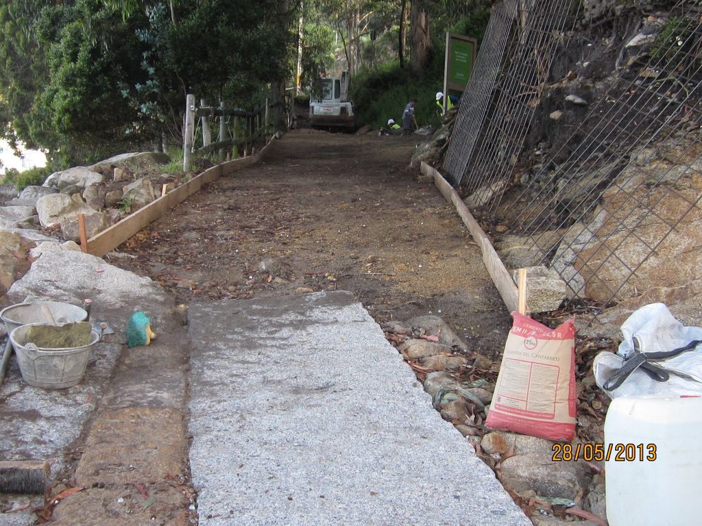 Playa de Borna (T.M. de Moaña). Durante las obras