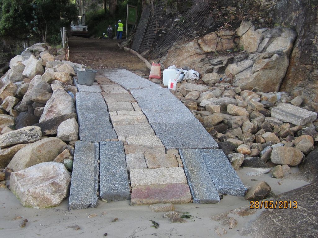 Playa de Borna (T.M. de Moaña). Durante las obras