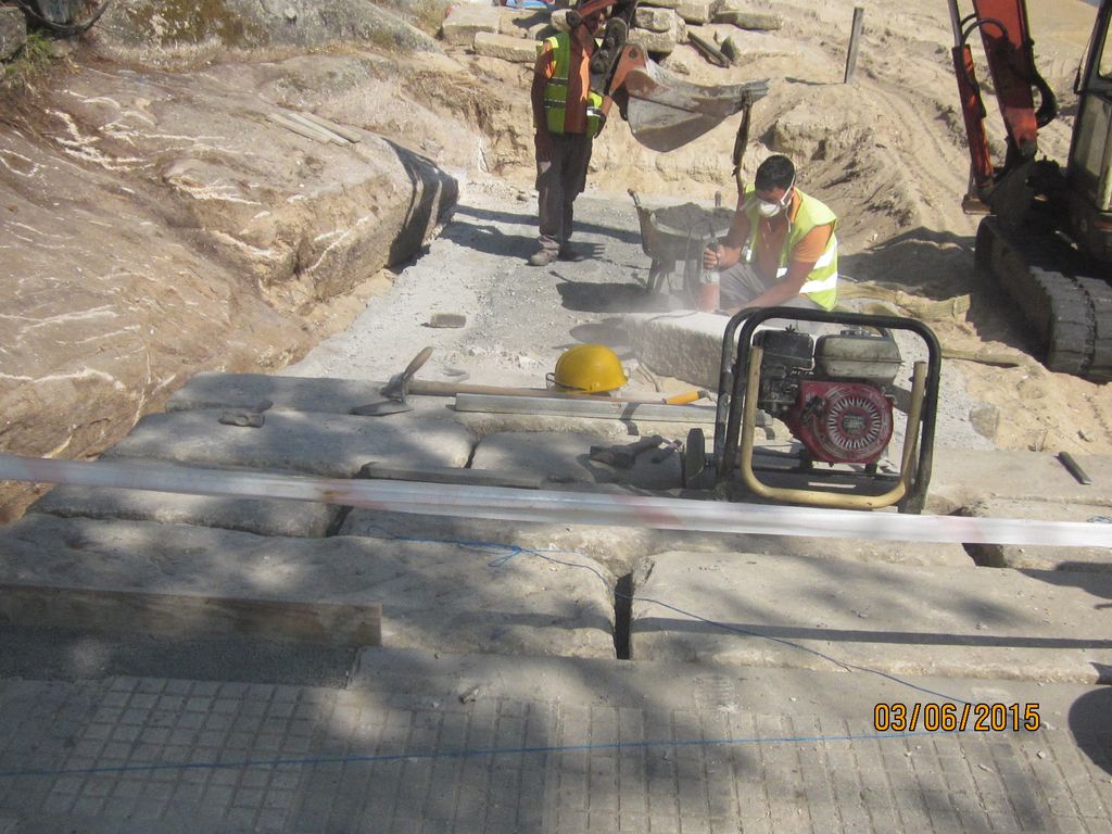 Rampa en playa Chancelas. Durante las obras